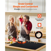 Induction Cooktop, 6600W Electric Countertop Burner, 4 Burner Knob Control Stove, Built-in Induction Cooktop with 12 Temperature Settings, Glass Surface, Auto Shut-Off